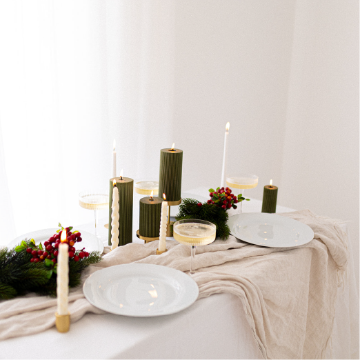 
                  
                    Ribbed Pillar Candle - Olive Green
                  
                