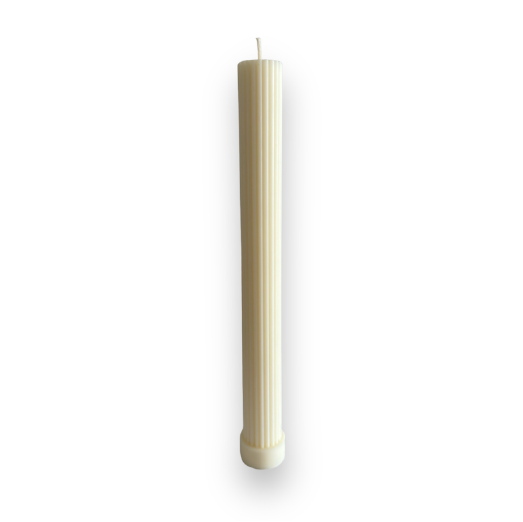 Ribbed Column Pillar Candle - Natural, White